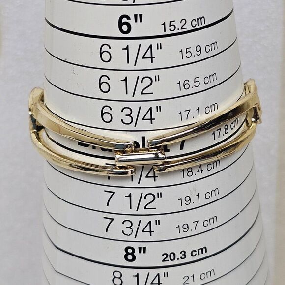 Vintage Faux Pearl Pansy Flower Floral Gold Tone Textured Link Bracelet Size 7 - Picture 7 of 12